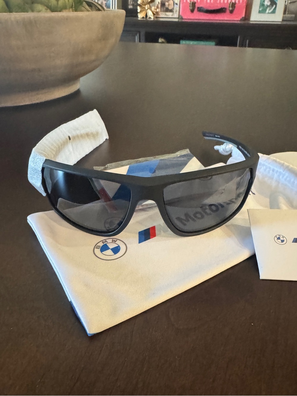 BMW Black Wrap Sunglasses with Dark Lenses